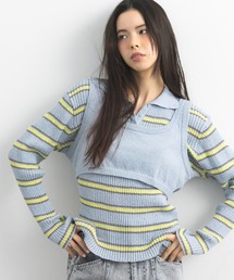 CRAFT STANDARD BOUTIQUE | 2点セット/ベスト＋ハーフボタンリブニットトップ◆(ニット/セーター)