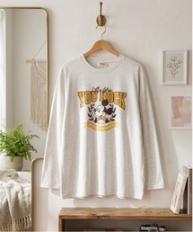 【DISNEY/ディズニー】ミッキー＆ミニープリントロングスリーブＴシャツ（Mickey Mouse/Minnie Mouse)