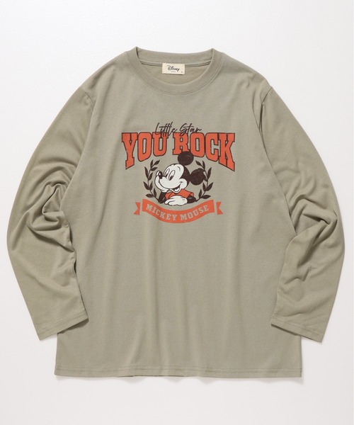 Disney(ディズニー)の「【DISNEY/ディズニー】ミッキー&ミニープリントロングスリーブTシャツ(Mickey Mouse/Minnie Mouse)(Tシャツ/カットソー・レディース・オートミール/カーキ/杢グレー/ベージュ・LARGE/MEDIUM)」の5枚目の写真