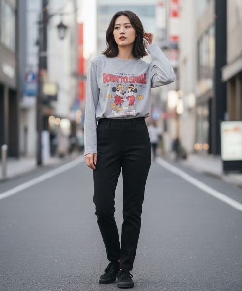 Disney(ディズニー)の「【DISNEY/ディズニー】ミッキー&ミニープリントロングスリーブTシャツ(Mickey Mouse/Minnie Mouse)(Tシャツ/カットソー・レディース・オートミール/カーキ/杢グレー/ベージュ・LARGE/MEDIUM)」の19枚目の写真