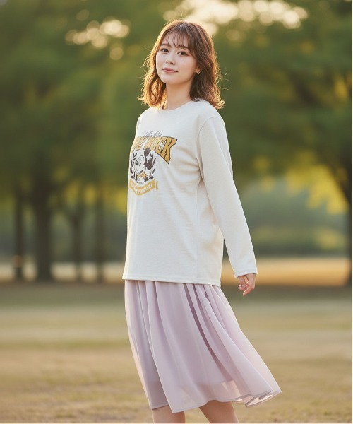 Disney(ディズニー)の「【DISNEY/ディズニー】ミッキー&ミニープリントロングスリーブTシャツ(Mickey Mouse/Minnie Mouse)(Tシャツ/カットソー・レディース・オートミール/カーキ/杢グレー/ベージュ・LARGE/MEDIUM)」の21枚目の写真