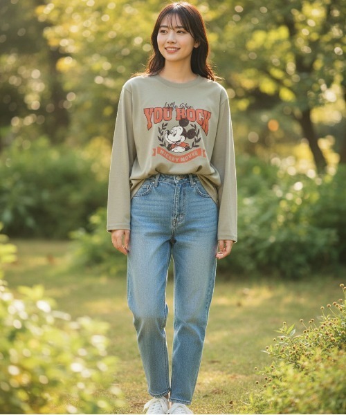 Disney(ディズニー)の「【DISNEY/ディズニー】ミッキー&ミニープリントロングスリーブTシャツ(Mickey Mouse/Minnie Mouse)(Tシャツ/カットソー・レディース・オートミール/カーキ/杢グレー/ベージュ・LARGE/MEDIUM)」の22枚目の写真