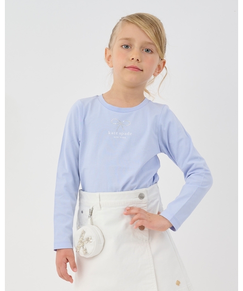 kate spade new york kids(ケイトスペードニューヨーク)の「ボウ長袖Tシャツ(Tシャツ/カットソー・キッズ・オフホワイト/サックスブルー・130cm/140cm/150cm/160cm/120cm)」の2枚目の写真