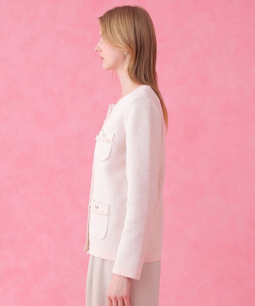 ANAYI（アナイ）の「ミックスツイード ジャケットカーディガン（カーディガン/ボレロ・レディース・ピンクベージュ/ブルー・38/36）」の4枚目の写真