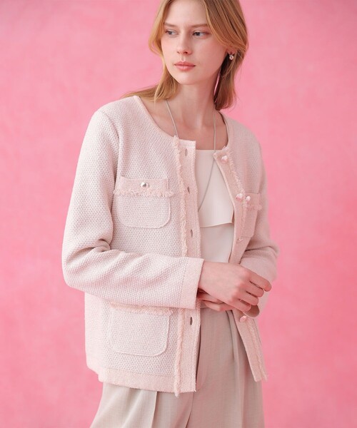 ANAYI（アナイ）の「ミックスツイード ジャケットカーディガン（カーディガン/ボレロ・レディース・ピンクベージュ/ブルー・38/36）」の6枚目の写真