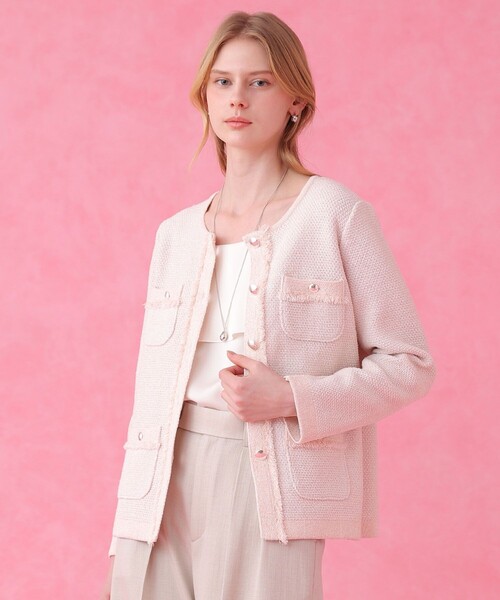 ANAYI（アナイ）の「ミックスツイード ジャケットカーディガン（カーディガン/ボレロ・レディース・ピンクベージュ/ブルー・38/36）」の7枚目の写真