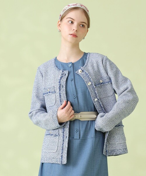 ANAYI（アナイ）の「ミックスツイード ジャケットカーディガン（カーディガン/ボレロ・レディース・ピンクベージュ/ブルー・38/36）」の9枚目の写真