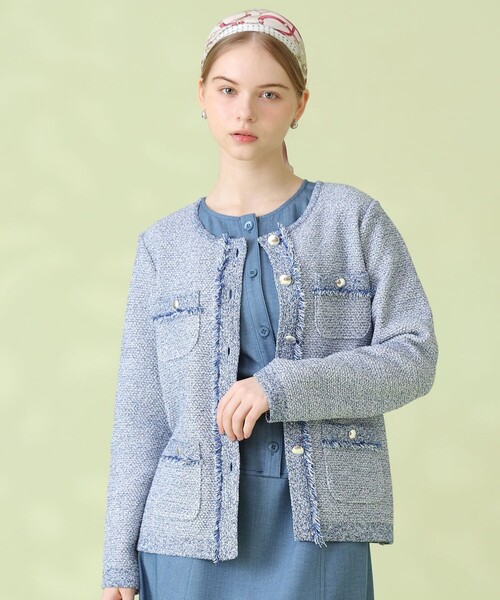 ANAYI（アナイ）の「ミックスツイード ジャケットカーディガン（カーディガン/ボレロ・レディース・ピンクベージュ/ブルー・38/36）」の10枚目の写真