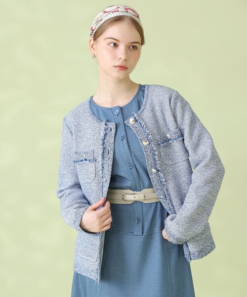 ANAYI（アナイ）の「ミックスツイード ジャケットカーディガン（カーディガン/ボレロ・レディース・ピンクベージュ/ブルー・38/36）」の11枚目の写真