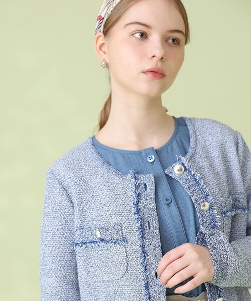 ANAYI（アナイ）の「ミックスツイード ジャケットカーディガン（カーディガン/ボレロ・レディース・ピンクベージュ/ブルー・38/36）」の12枚目の写真