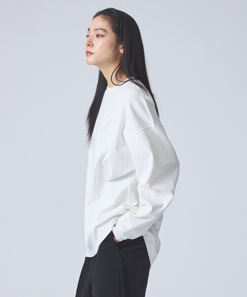 FORTUNA HOMME（フォルトゥナオム）の「【FORTUNA /フォルトゥナ】ClearCocoonLSTee/クリアコクーンロングスリーブTシャツ/ユニセックス/【WEB限定】（Tシャツ/カットソー・メンズ・グレイッシュベージュ/ブラック/ホワイト・L/M）」の4枚目の写真