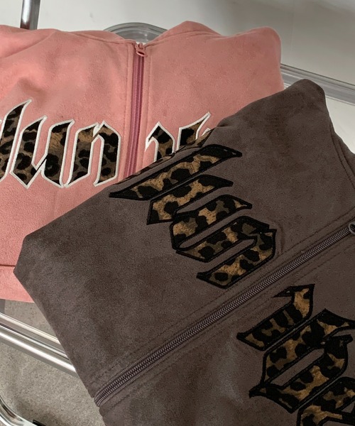 lilful（リルフル）の「レオパードロゴ スエードダブルジップパーカー（パーカー・レディース・ピンク/チャコール・M/L）」の19枚目の写真