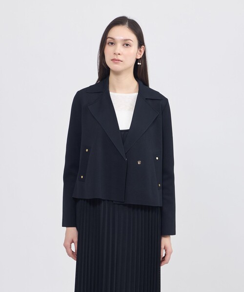 EPOCA(エポカ)の「【La maglia】 プリーツコンビ ニットジャケット(テーラードジャケット・レディース・ネイビー/オフホワイト・40)」の1枚目の写真
