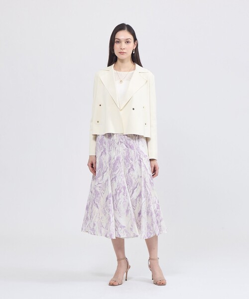 EPOCA(エポカ)の「【La maglia】 プリーツコンビ ニットジャケット(テーラードジャケット・レディース・ネイビー/オフホワイト・40)」の3枚目の写真