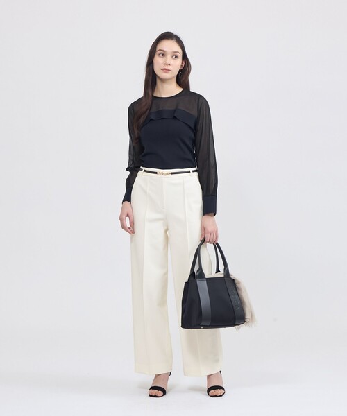 EPOCA(エポカ)の「【La maglia】 プリーツコンビ ニットジャケット(テーラードジャケット・レディース・ネイビー/オフホワイト・40)」の5枚目の写真