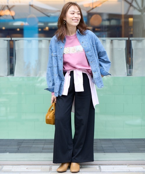 SMILE LAND（スマイルランド）の「＜大きいサイズ＞ゆるシルエットストライプシャツ（シャツ/ブラウス・レディース・ピンク系/ネイビー系/ブルー系・L/LL/3L/4L/5L）」の9枚目の写真