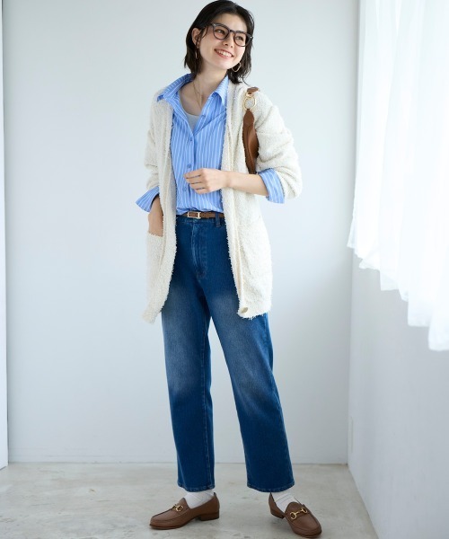 SMILE LAND（スマイルランド）の「＜大きいサイズ＞ゆるシルエットストライプシャツ（シャツ/ブラウス・レディース・ピンク系/ネイビー系/ブルー系・L/LL/3L/4L/5L）」の15枚目の写真