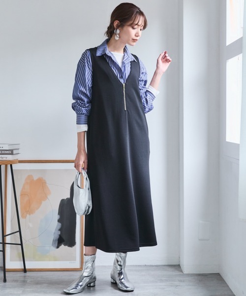 SMILE LAND（スマイルランド）の「＜大きいサイズ＞ゆるシルエットストライプシャツ（シャツ/ブラウス・レディース・ピンク系/ネイビー系/ブルー系・L/LL/3L/4L/5L）」の20枚目の写真