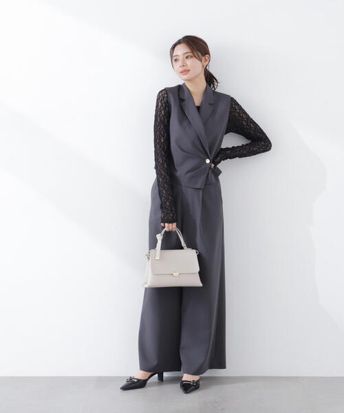 PROPORTION BODY DRESSING(プロポーションボディドレッシング)の「タックアシメジレ / 1216155302(ベスト・レディース・ダークグレー/ベージュ・SMALL/MEDIUM)」の6枚目の写真