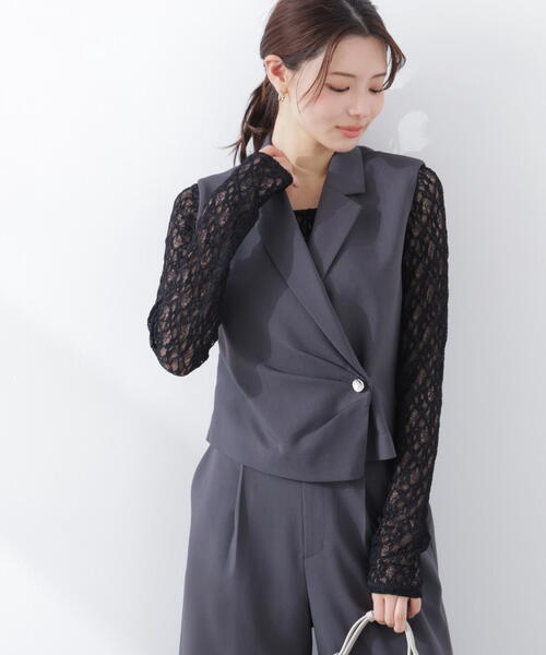 PROPORTION BODY DRESSING(プロポーションボディドレッシング)の「タックアシメジレ / 1216155302(ベスト・レディース・ダークグレー/ベージュ・SMALL/MEDIUM)」の8枚目の写真