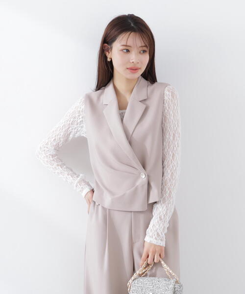 PROPORTION BODY DRESSING(プロポーションボディドレッシング)の「タックアシメジレ / 1216155302(ベスト・レディース・ダークグレー/ベージュ・SMALL/MEDIUM)」の12枚目の写真