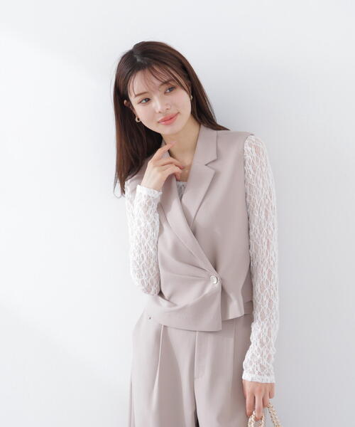 PROPORTION BODY DRESSING(プロポーションボディドレッシング)の「タックアシメジレ / 1216155302(ベスト・レディース・ダークグレー/ベージュ・SMALL/MEDIUM)」の13枚目の写真