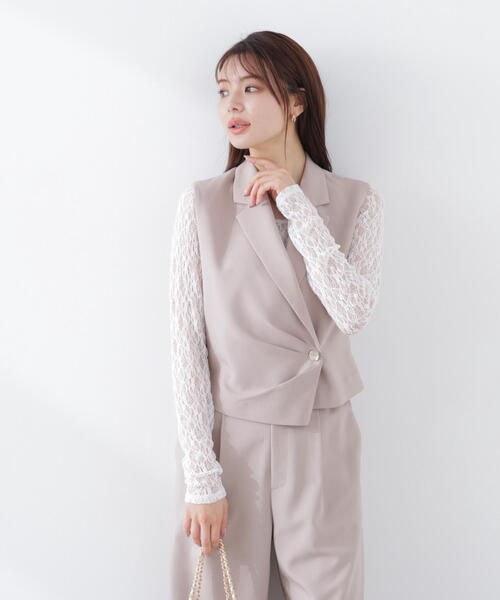 PROPORTION BODY DRESSING(プロポーションボディドレッシング)の「タックアシメジレ / 1216155302(ベスト・レディース・ダークグレー/ベージュ・SMALL/MEDIUM)」の16枚目の写真