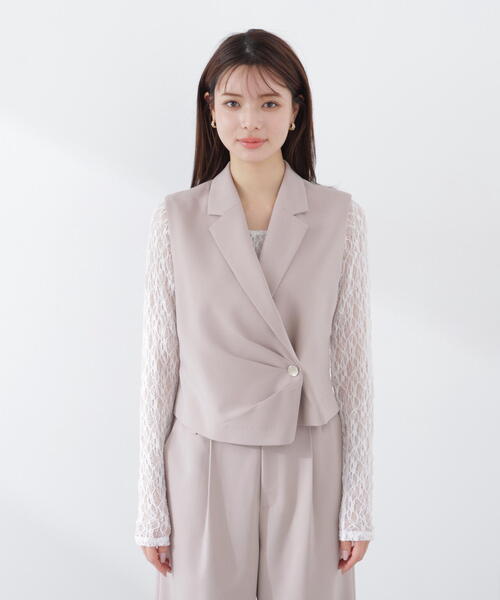 PROPORTION BODY DRESSING(プロポーションボディドレッシング)の「タックアシメジレ / 1216155302(ベスト・レディース・ダークグレー/ベージュ・SMALL/MEDIUM)」の20枚目の写真