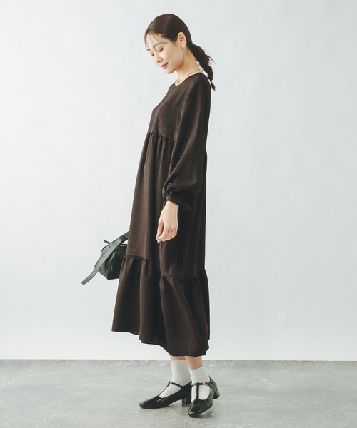 GLOBAL WORK（グローバルワーク）の「2WAYドットティアードワンピース/636032（ワンピース・レディース・ブラック/ダークブラウン・LARGE/MEDIUM）」の3枚目の写真