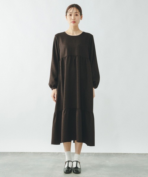 GLOBAL WORK（グローバルワーク）の「2WAYドットティアードワンピース/636032（ワンピース・レディース・ブラック/ダークブラウン・LARGE/MEDIUM）」の4枚目の写真