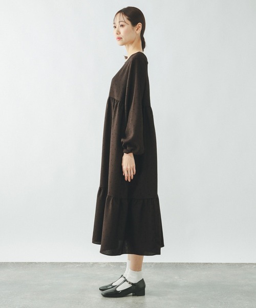 GLOBAL WORK（グローバルワーク）の「2WAYドットティアードワンピース/636032（ワンピース・レディース・ブラック/ダークブラウン・LARGE/MEDIUM）」の5枚目の写真