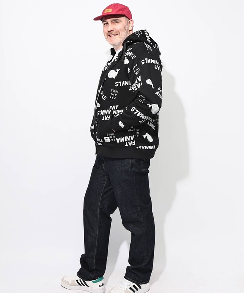 B&T CLUB(ビーティークラブ)の「パーカー 長袖 メンズ 大きいサイズ FAT ANIMALS クジラプリント フルジップ B&T CLUB (ビーアンドティークラブ)(パーカー・メンズ・ネイビー/アイボリー/ブラック・X1(3L~4L)/X2(4L~5L)/X3(6L~7L))」の5枚目の写真