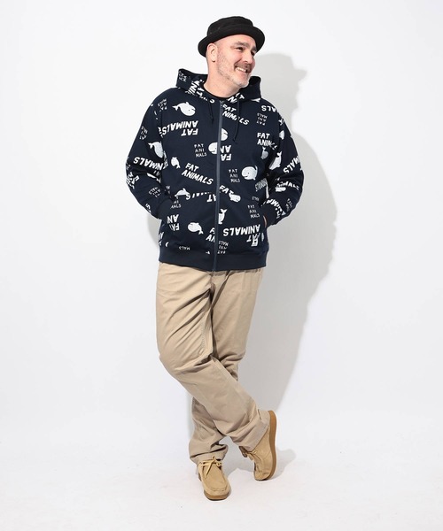 B&T CLUB(ビーティークラブ)の「パーカー 長袖 メンズ 大きいサイズ FAT ANIMALS クジラプリント フルジップ B&T CLUB (ビーアンドティークラブ)(パーカー・メンズ・ネイビー/アイボリー/ブラック・X1(3L~4L)/X2(4L~5L)/X3(6L~7L))」の9枚目の写真