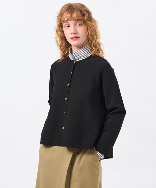 MACKINTOSH PHILOSOPHY（ﾏｯｷﾝﾄｯｼｭ ﾌｨﾛｿﾌｨｰ）の「ミラノリブフレアニットジャケット（カーディガン/ボレロ・レディース・オフホワイト/ブラック・38）」の2枚目の写真