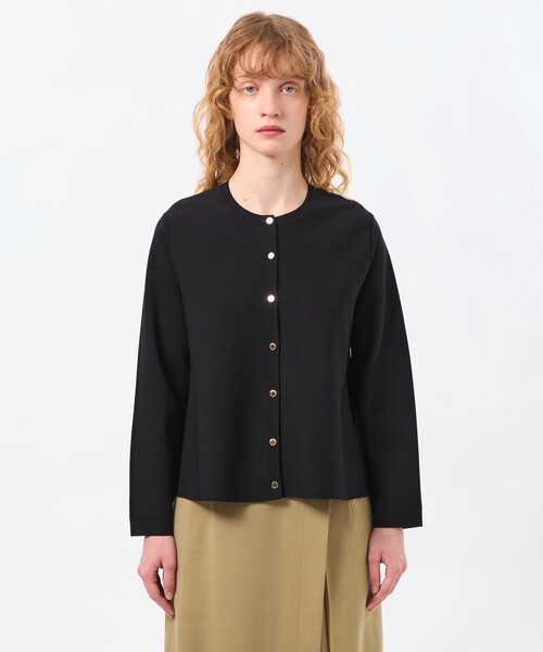 MACKINTOSH PHILOSOPHY（ﾏｯｷﾝﾄｯｼｭ ﾌｨﾛｿﾌｨｰ）の「ミラノリブフレアニットジャケット（カーディガン/ボレロ・レディース・オフホワイト/ブラック・38）」の6枚目の写真