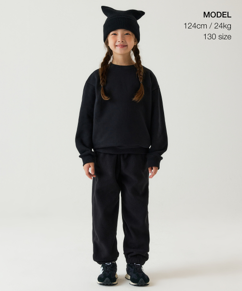 MUSINSA STANDARD KIDS（ムシンサスタンダードキッズ）の「ポーラフリーススウェットパンツ[ブラック]（スウェットパンツ・レディース・その他・100/110/120/150）」の4枚目の写真