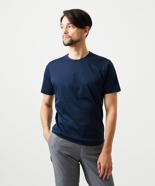 MICHEL KLEIN HOMME   （ミッシェルクランオム）の「クルーネック半袖カットソー（Tシャツ/カットソー・メンズ・ブラック/ホワイト/ネイビー・MEDIUM/LARGE/X-LARGE）」の3枚目の写真