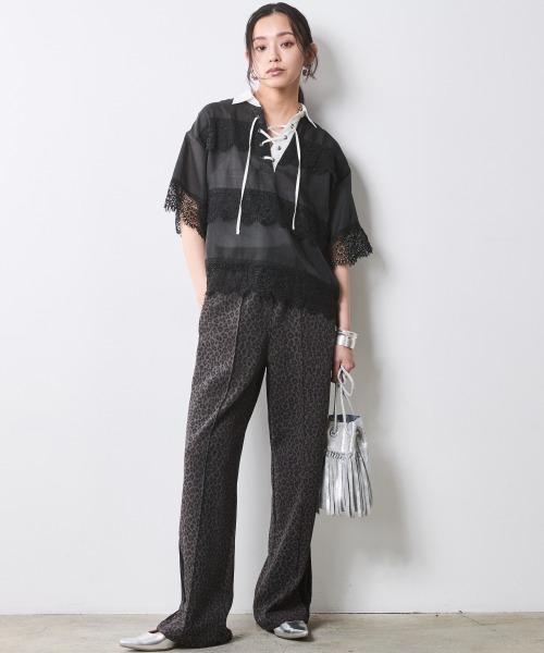 CHIC STYLE（シックスタイル）の「レオパードトラックパンツ＜大きいサイズ有＞シックスタイル（その他パンツ・レディース・グレー系/ブラウン系・LL/3L/4L/5L/M/L）」の7枚目の写真