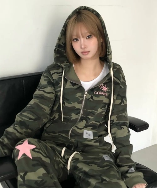 COIRIS SET‑UP CAMO 2‑WAY HOOD ZIP‑UP — камуфляжный комплект 2‑в‑1 с капюшоном