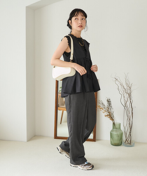 FREAK'S STORE(フリークスストア)の「インド フリルリボンベスト(シャツ/ブラウス・レディース・ブルーグリーン/ブラック/ブルー/オフホワイト・フリ-)」の7枚目の写真