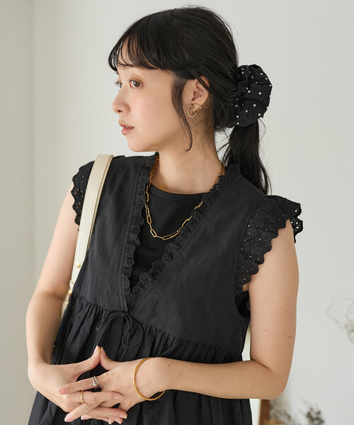 FREAK'S STORE(フリークスストア)の「インド フリルリボンベスト(シャツ/ブラウス・レディース・ブルーグリーン/ブラック/ブルー/オフホワイト・フリ-)」の11枚目の写真