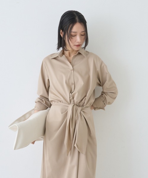 Rouge vif(ルージュヴィフ)の「ドレープウエストリボンワンピース(ワンピース・レディース・ブラウン/アイボリー/ベージュ・36/38)」の13枚目の写真
