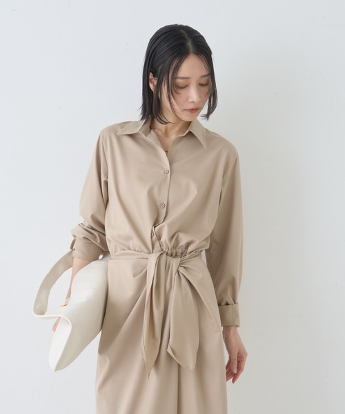 Rouge vif(ルージュヴィフ)の「ドレープウエストリボンワンピース(ワンピース・レディース・ブラウン/アイボリー/ベージュ・36/38)」の14枚目の写真