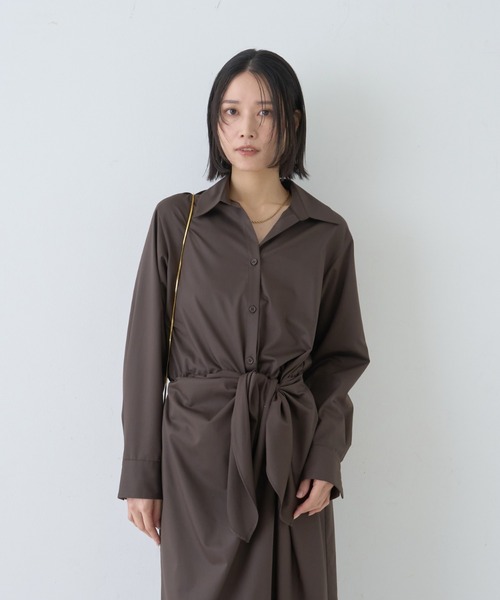 Rouge vif(ルージュヴィフ)の「ドレープウエストリボンワンピース(ワンピース・レディース・ブラウン/アイボリー/ベージュ・36/38)」の6枚目の写真