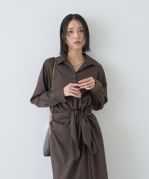 Rouge vif(ルージュヴィフ)の「ドレープウエストリボンワンピース(ワンピース・レディース・ブラウン/アイボリー/ベージュ・36/38)」の7枚目の写真