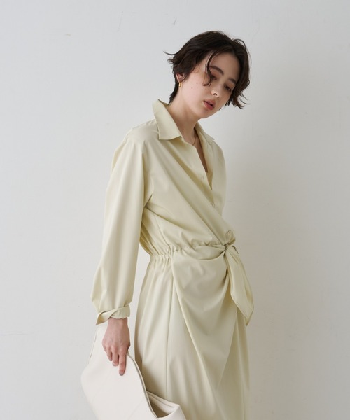 Rouge vif(ルージュヴィフ)の「ドレープウエストリボンワンピース(ワンピース・レディース・ブラウン/アイボリー/ベージュ・36/38)」の10枚目の写真