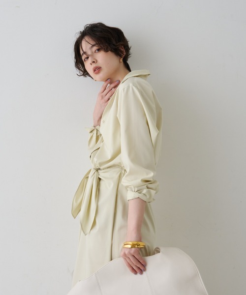 Rouge vif(ルージュヴィフ)の「ドレープウエストリボンワンピース(ワンピース・レディース・ブラウン/アイボリー/ベージュ・36/38)」の11枚目の写真