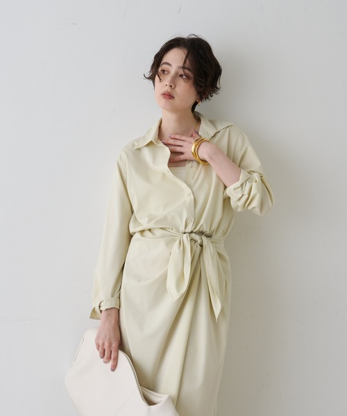 Rouge vif(ルージュヴィフ)の「ドレープウエストリボンワンピース(ワンピース・レディース・ブラウン/アイボリー/ベージュ・36/38)」の8枚目の写真