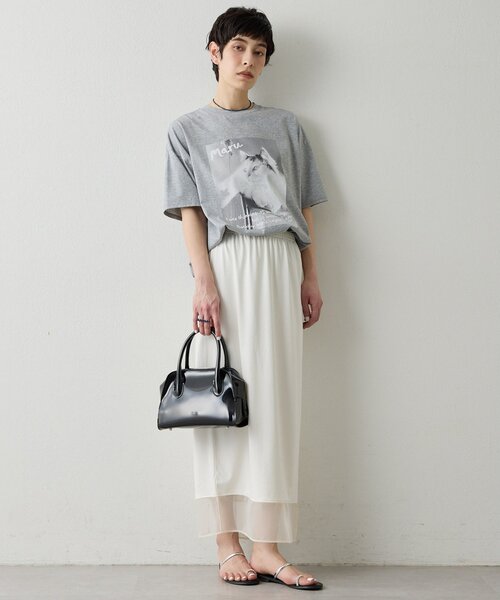 THE PAUSE（ザ ポーズ）の「【THE PAUSE】シアーヘムタイトスカート（スカート・レディース・ブラック/オフホワイト・FREE）」の4枚目の写真