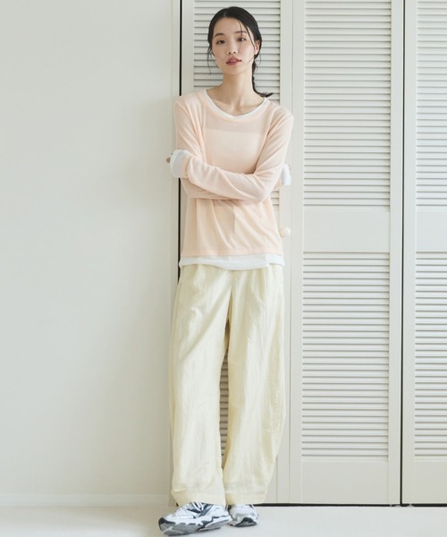 Doux archives(ドゥアルシーヴ)の「【ZOZO限定】【ハンドウォッシャブル】シャイニータックワイドパンツ(その他パンツ・レディース・ピンク/アイボリー・FREE)」の4枚目の写真